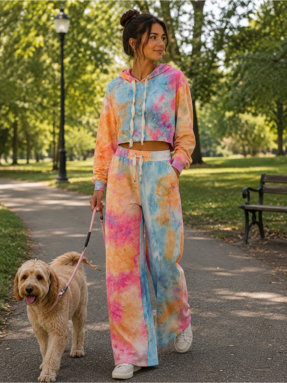 Tie-Dye Wide Leg Lounge Pants Set